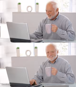Hide the Pain Harold Drinking Coffee
