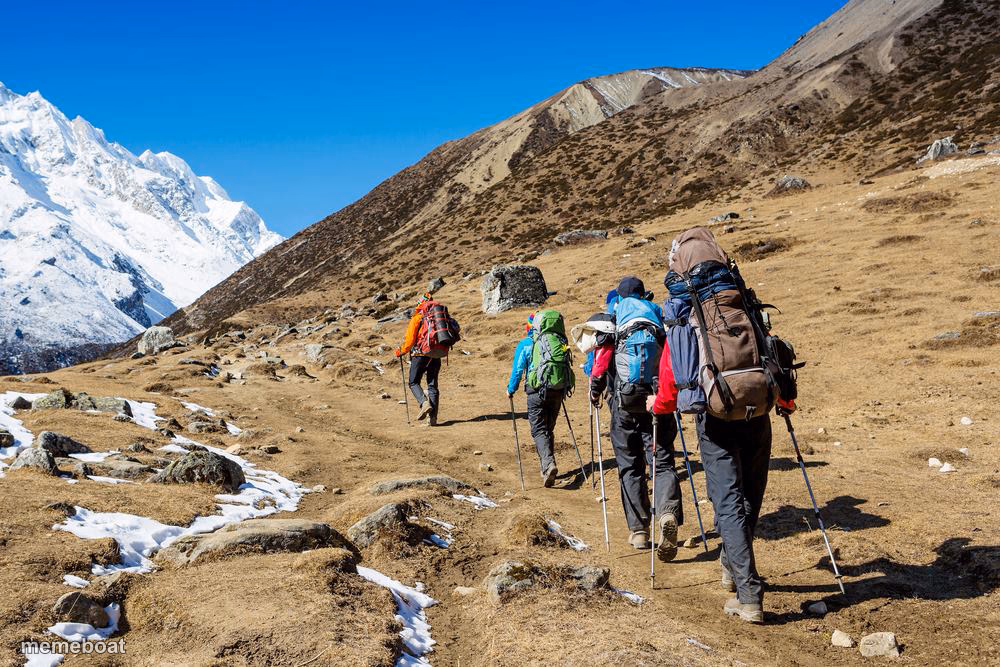 Hikers Trudging Up A Mountain - meme generator image preview