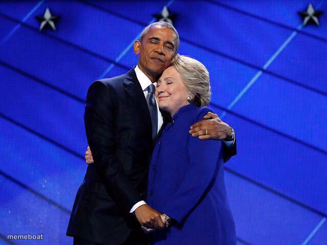 Hillary Obama Hug - meme generator image preview