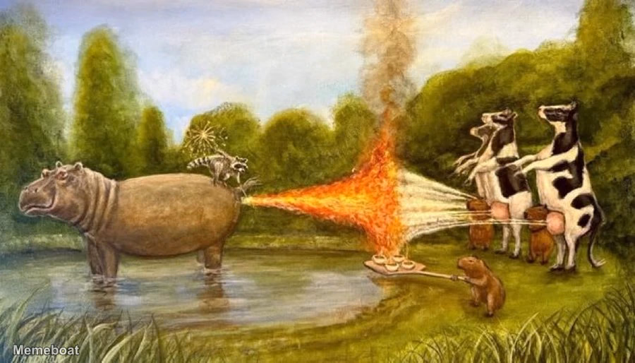 Hippo Fart Milk Battle - meme generator image preview