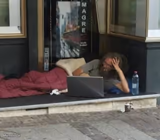 Homeless Guy on Laptop