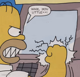 Homer Simpson punching ATM