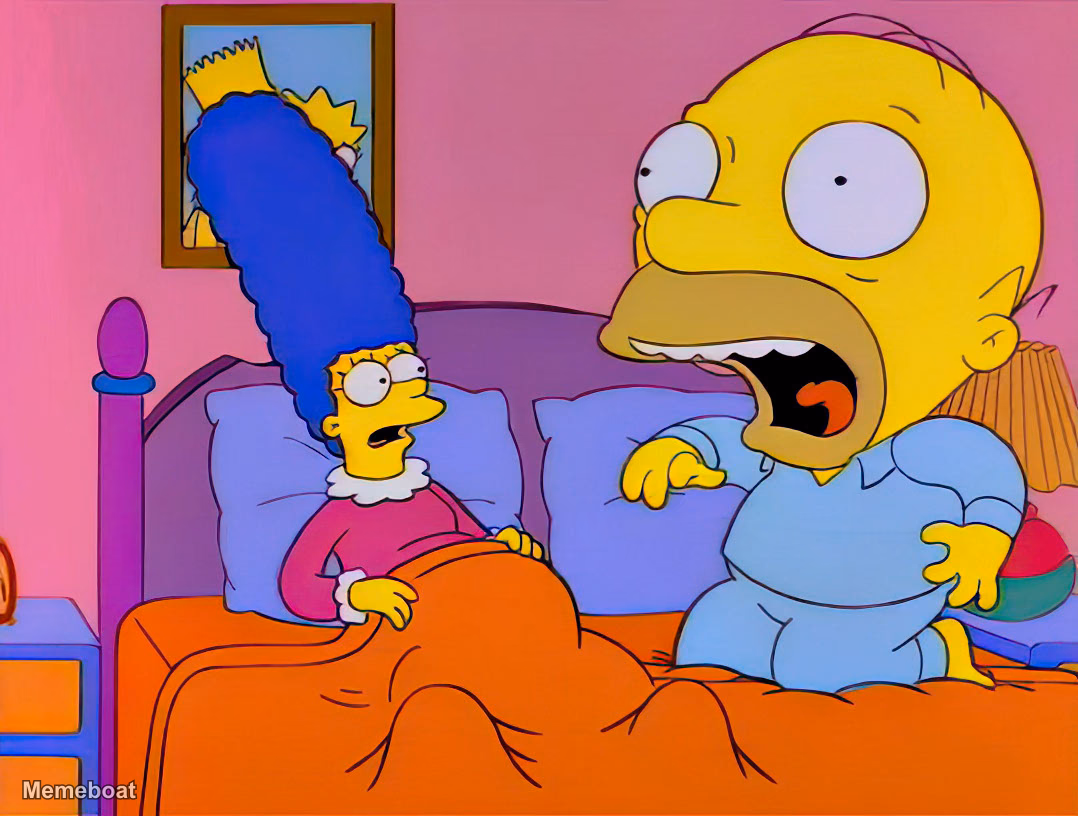 Homer Waking Marge Screaming - meme generator image preview