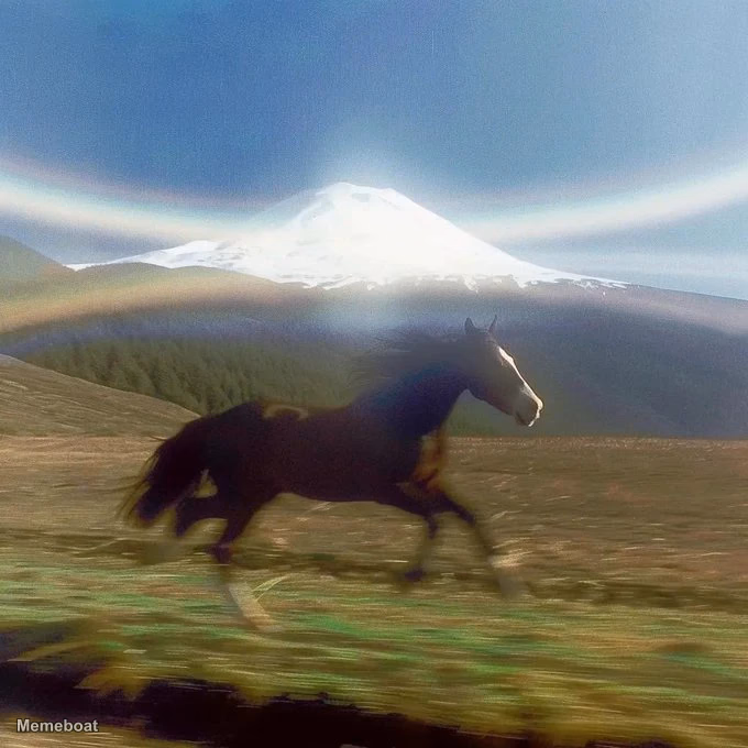 Horse Running by Mountain - meme generator image preview