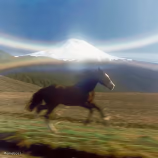 Horse Running by Mountain