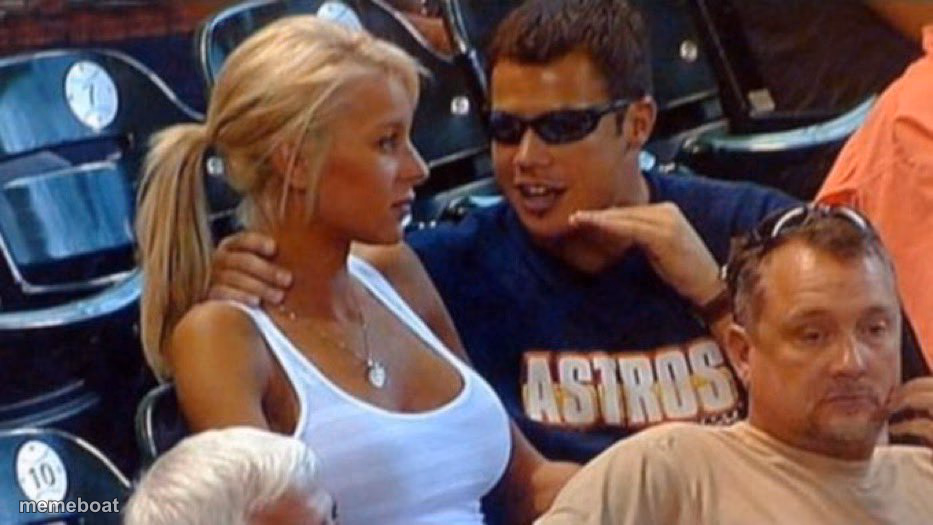 Hot girl with awkward controlling guy's hands on her neck - meme generator image preview
