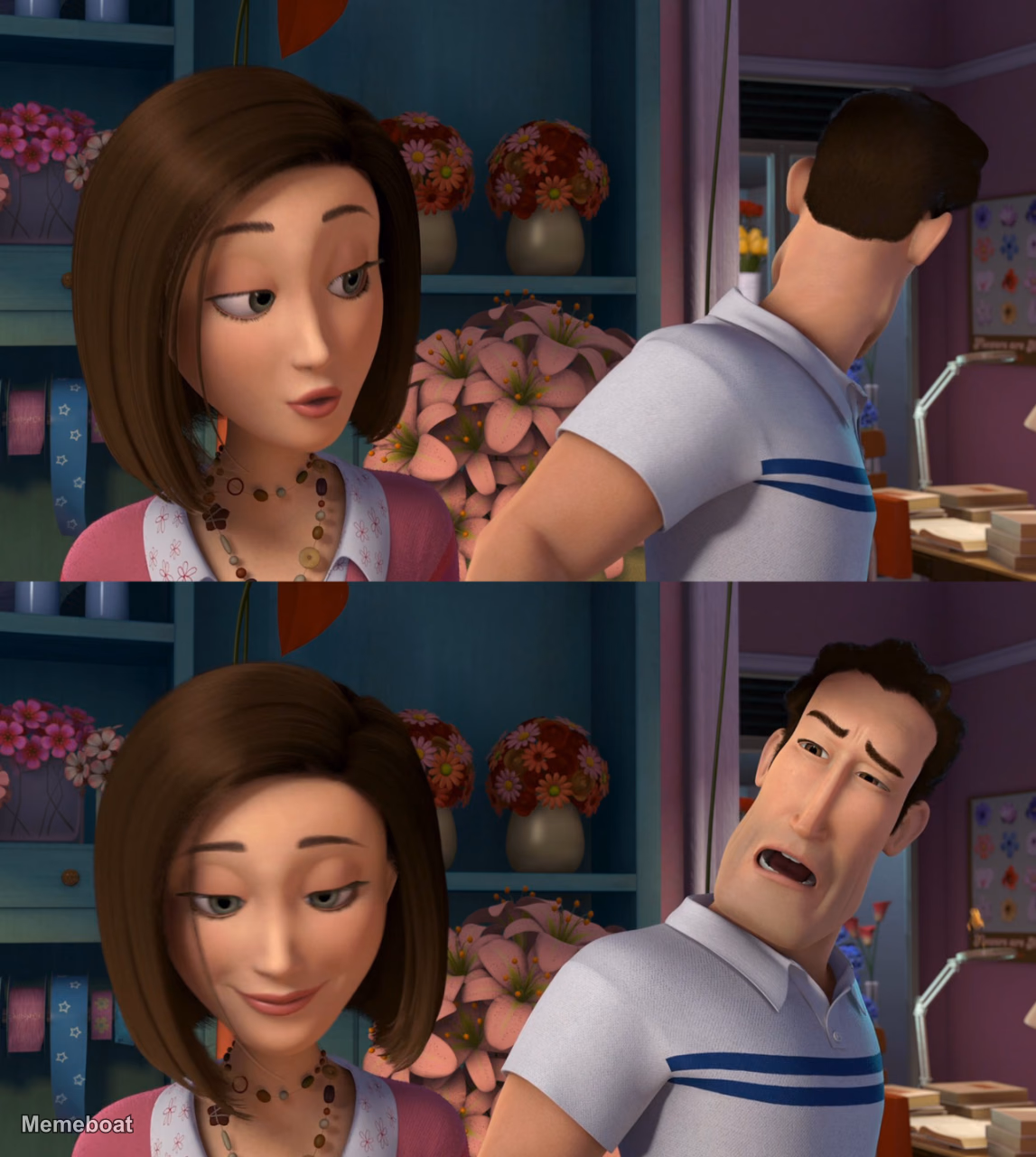 Animated Woman And Man Reaction - meme generator image preview
