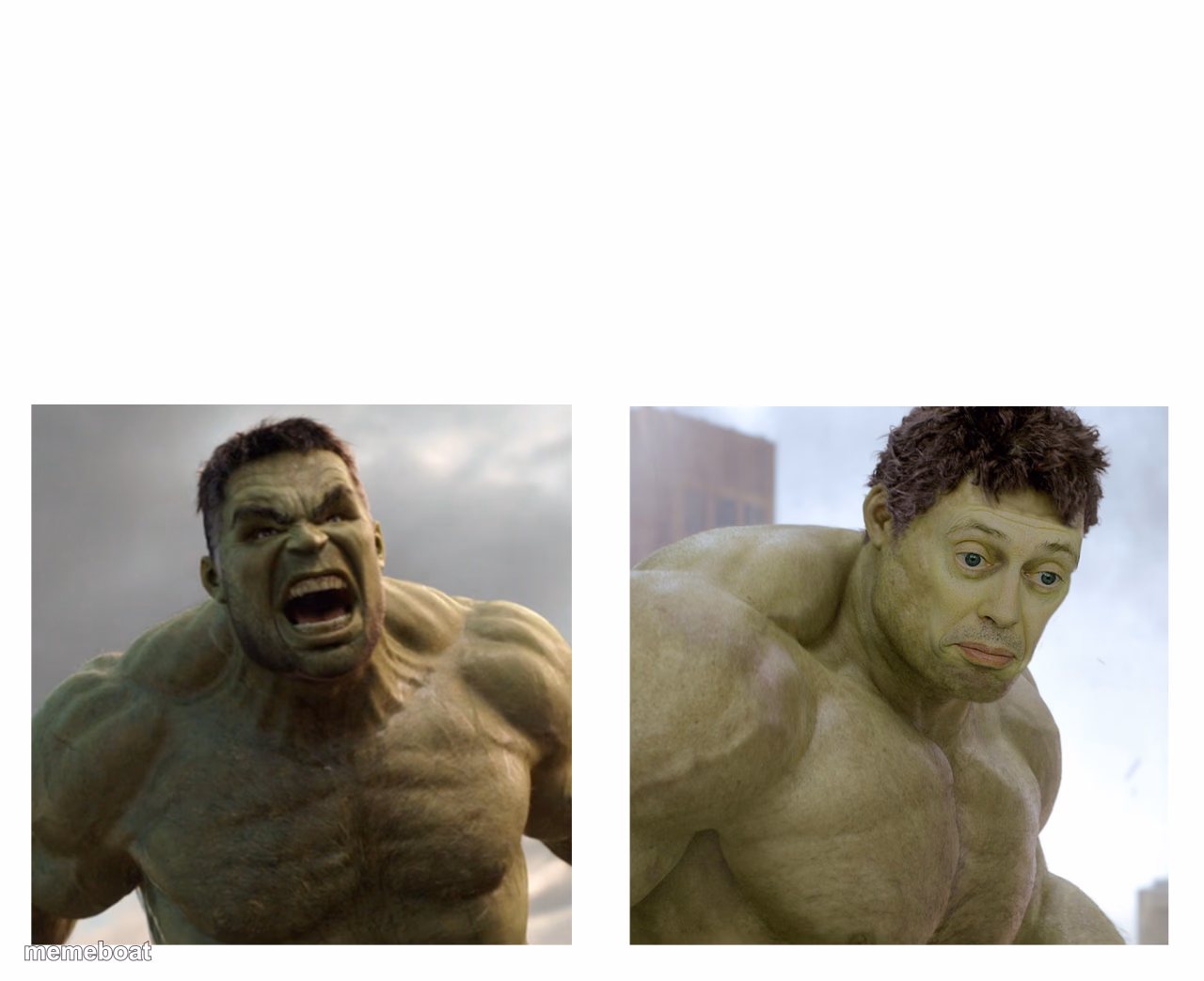 Hulk angry then realizes he's wrong - meme generator image preview