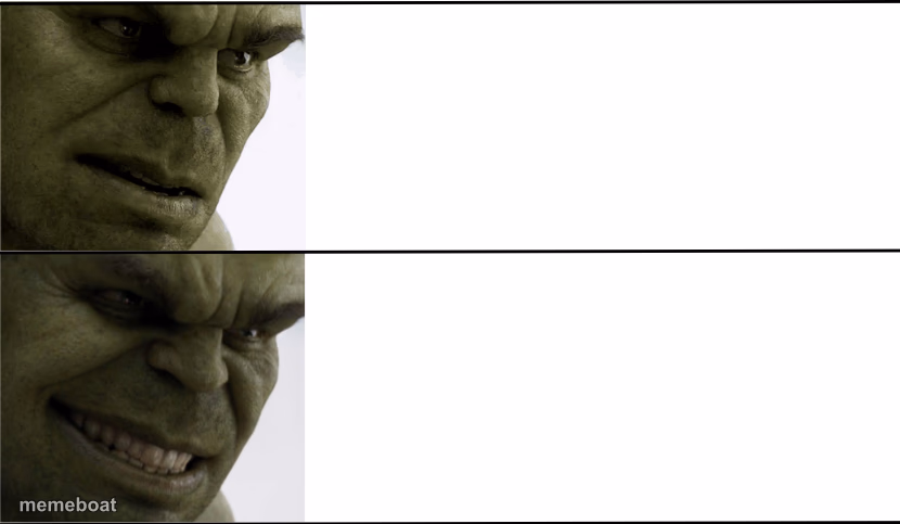 Hulk confused, smile - meme generator image preview