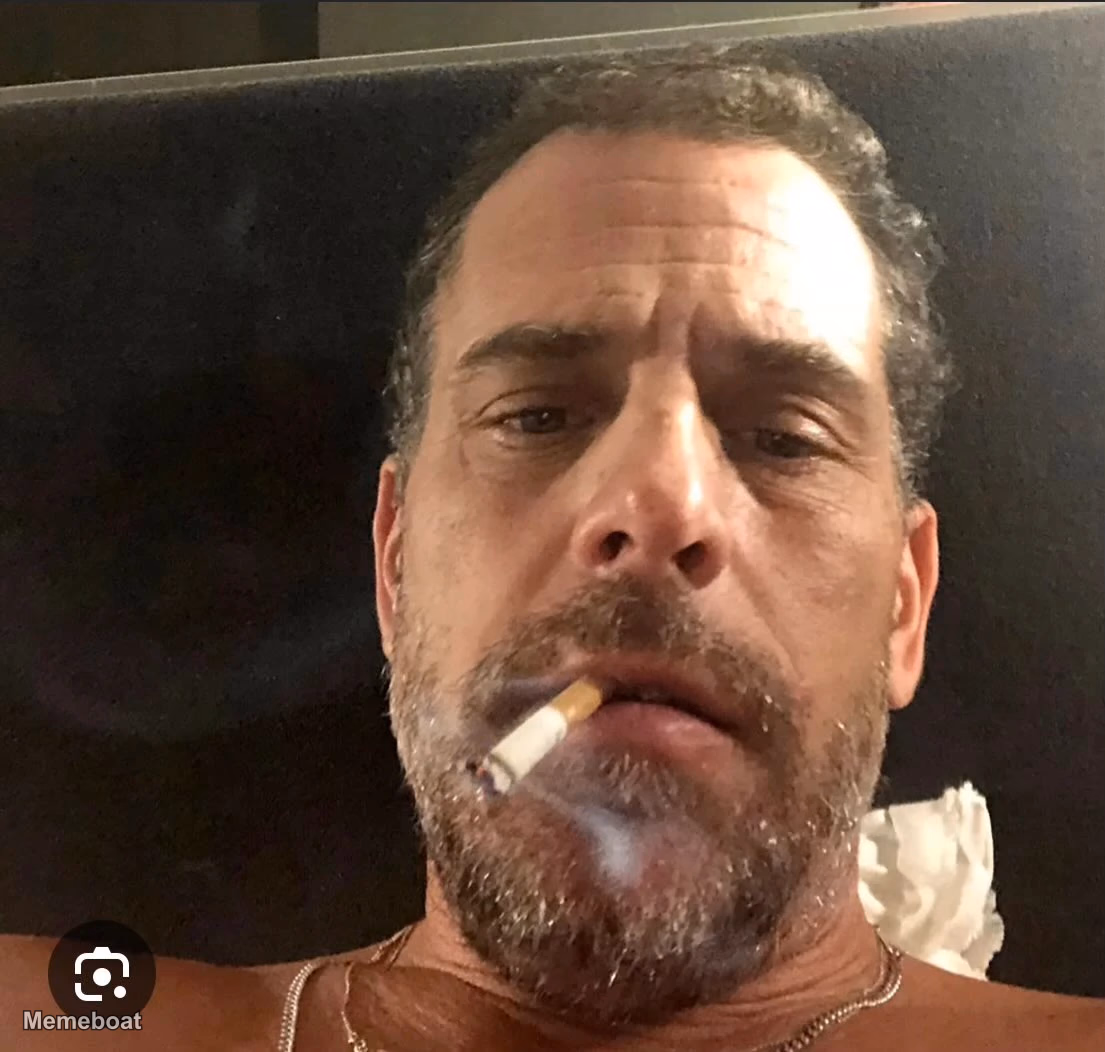 Hunter Biden Smoking a Cigarette - meme generator image preview