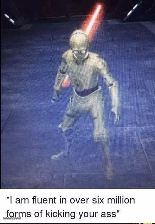 I Am Fluent In Over Six Million Forms Of Kicking Your Ass - meme generator image preview
