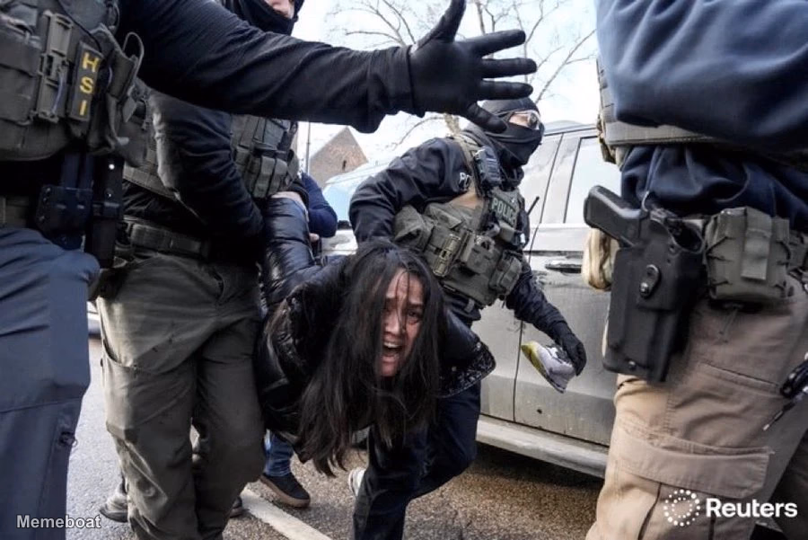 ICE Agents in Minneapolis Dragging a Woman from Her Car - meme generator image preview