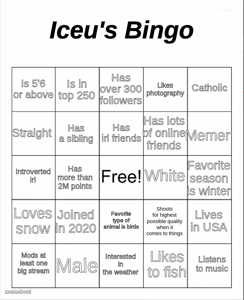Iceu's Bingo - meme generator image preview