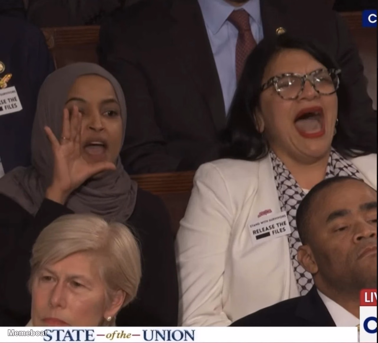 Ilhan Omar Shouting at Trump SOTU - meme generator image preview