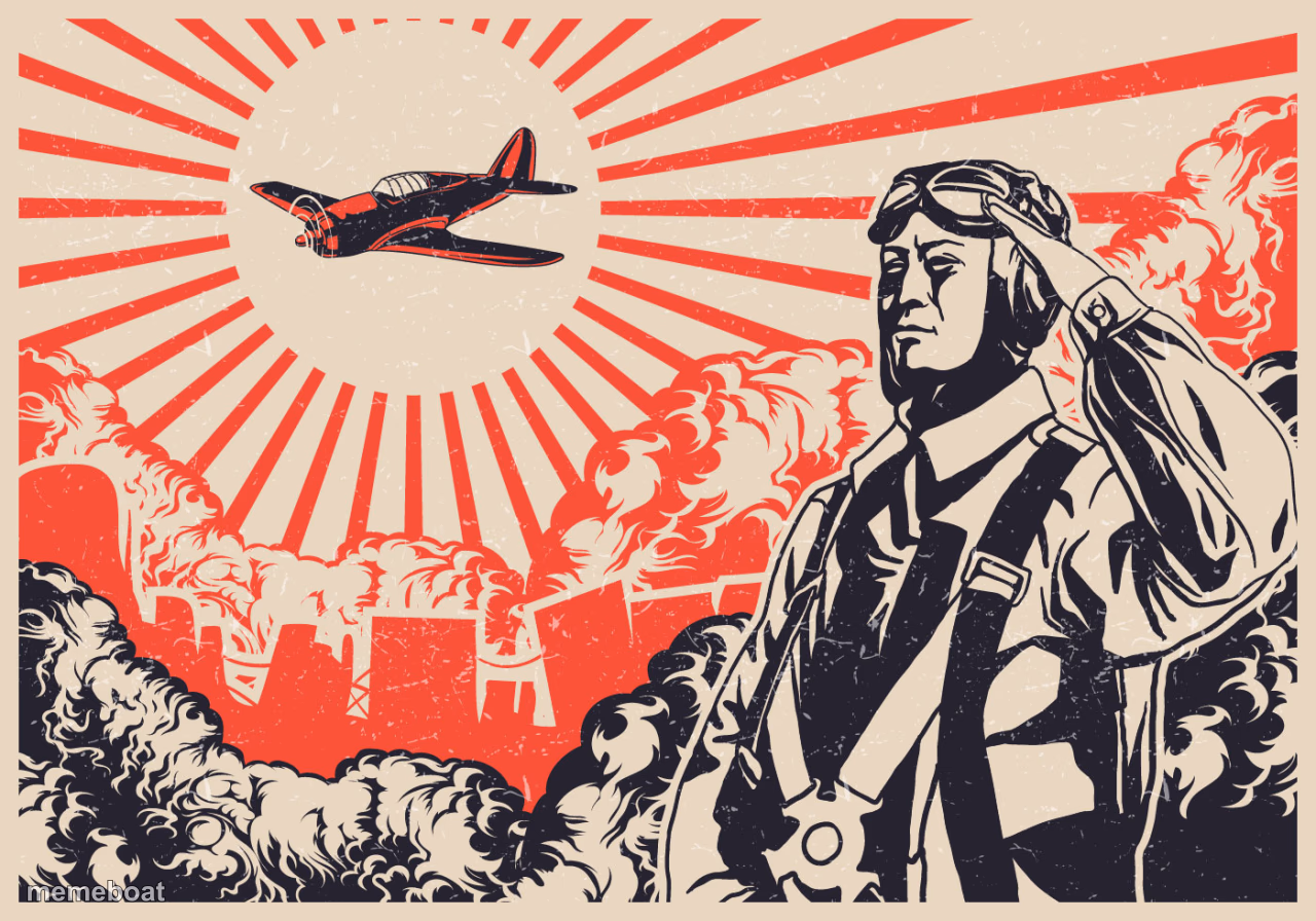 Imperial Japanese Kamikaze Pilot Propaganda Poster - meme generator image preview