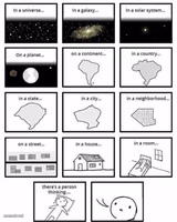 in a universe in a galaxy person thinking