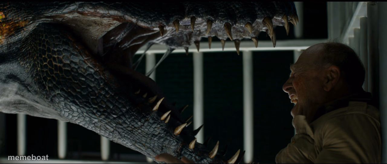 Indoraptor cornering a guard. - meme generator image preview