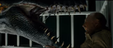 Indoraptor cornering a guard.