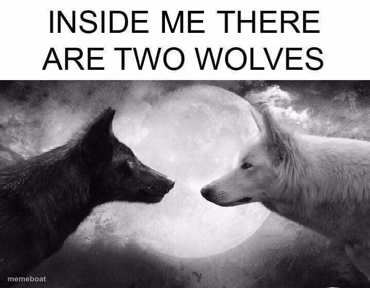 Inside me there are two wolves - meme generator image preview