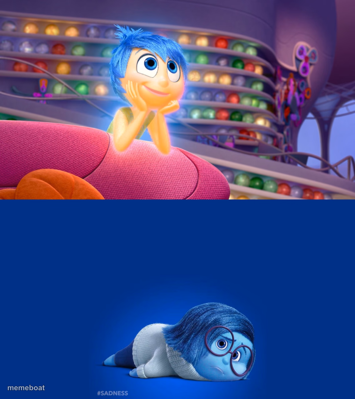 Inside Out Joy vs Sadness - meme generator image preview