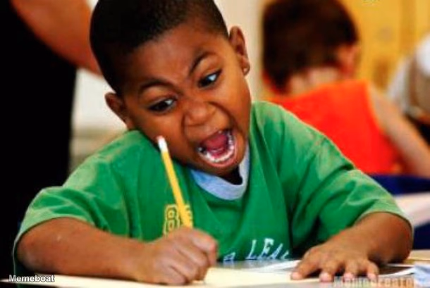 Intensely Writing Kid - meme generator image preview