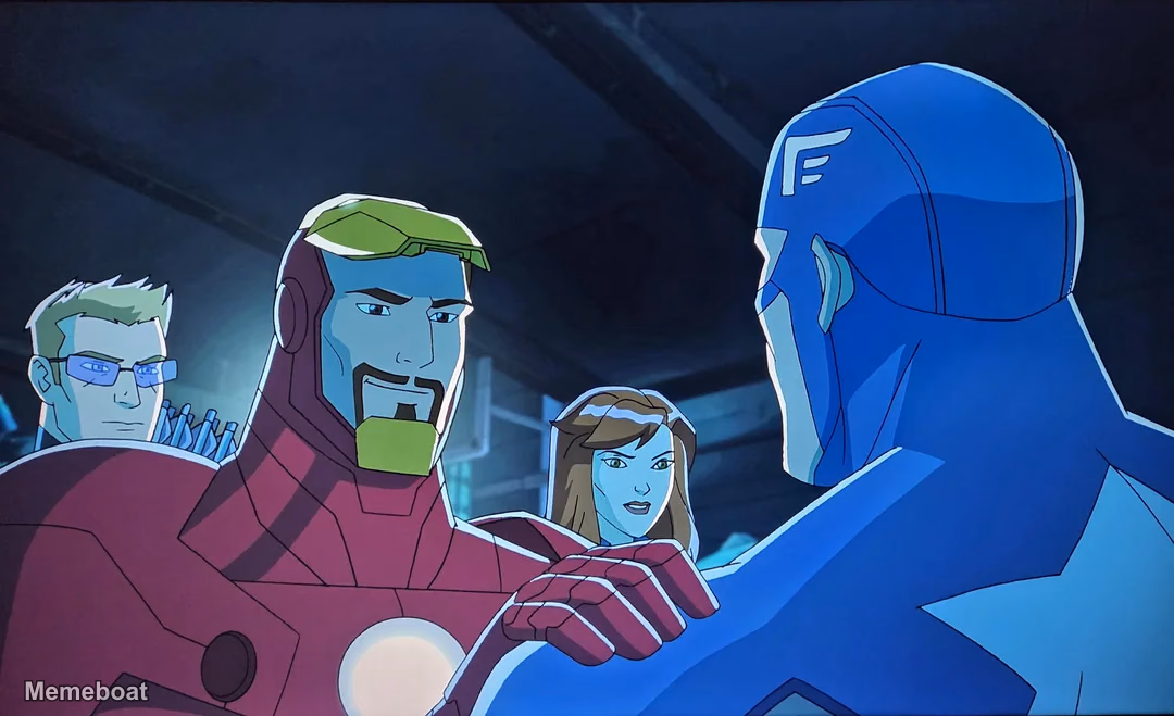 Iron Man Hand on Captain America's Shoulder - meme generator image preview
