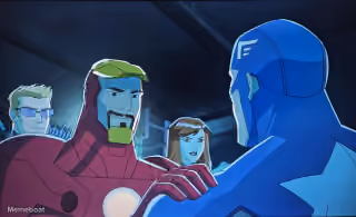 Iron Man Hand on Captain America's Shoulder