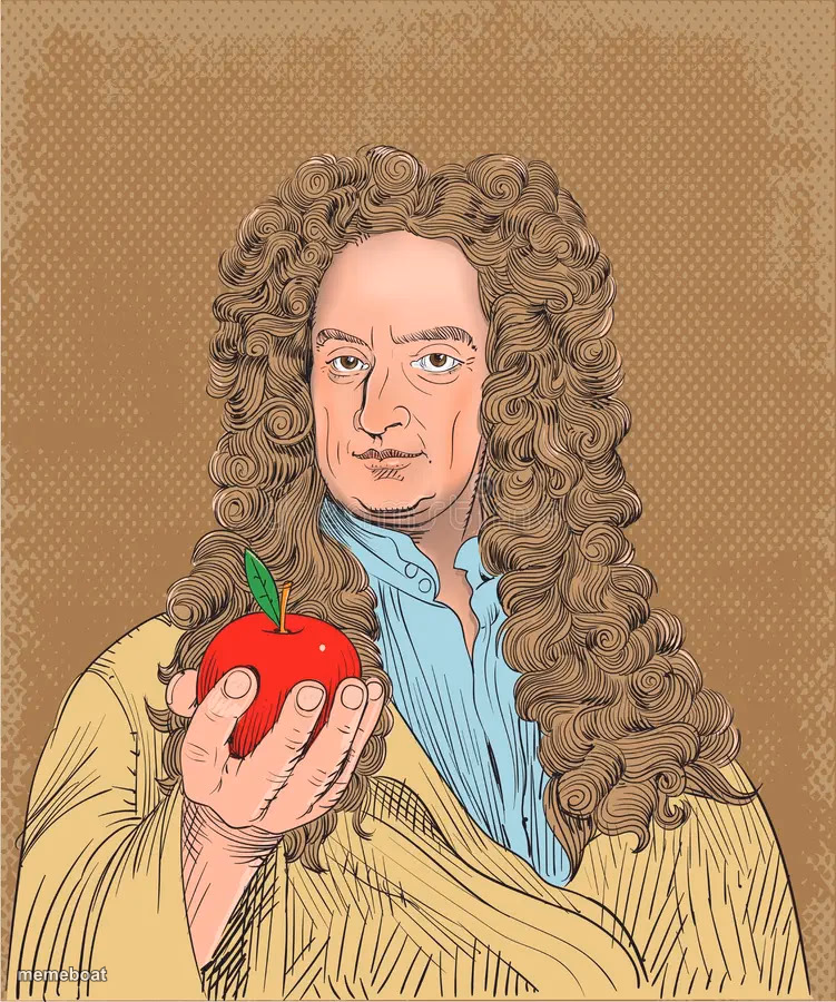 Issac Newton holding apple - meme generator image preview
