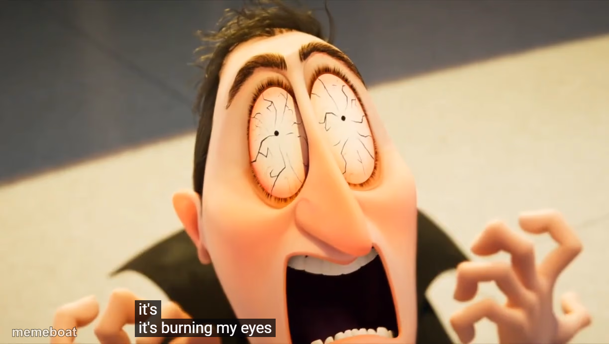 IT'S BURNING MY EYES - meme generator image preview