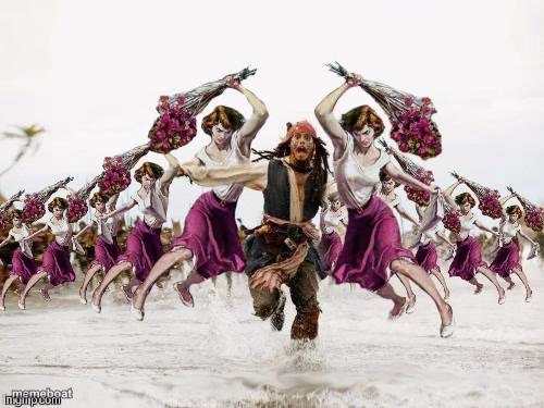 Jack Sparrow Beaten With Roses - meme generator image preview