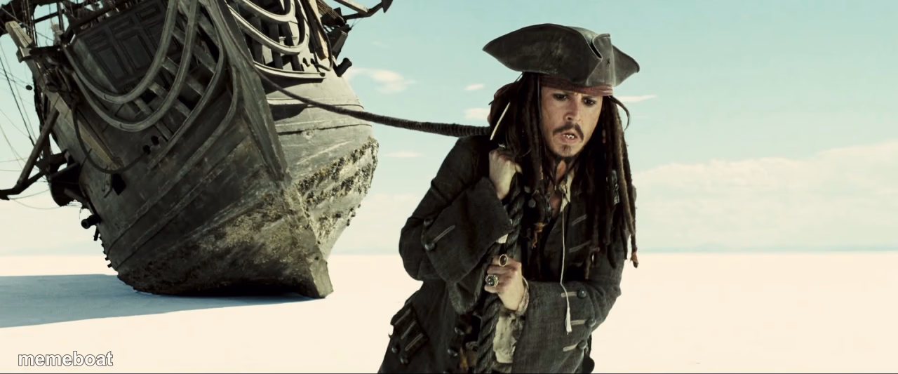 jack sparrow pulling ship - meme generator image preview