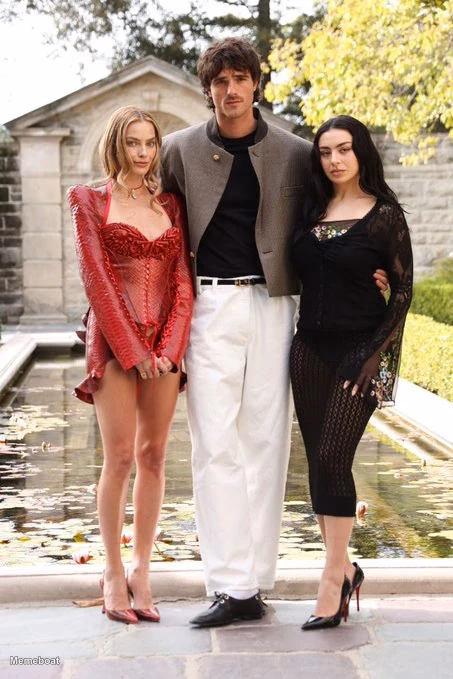 Jacob Elordi with Charli XCX & Margot Robbie - meme generator image preview