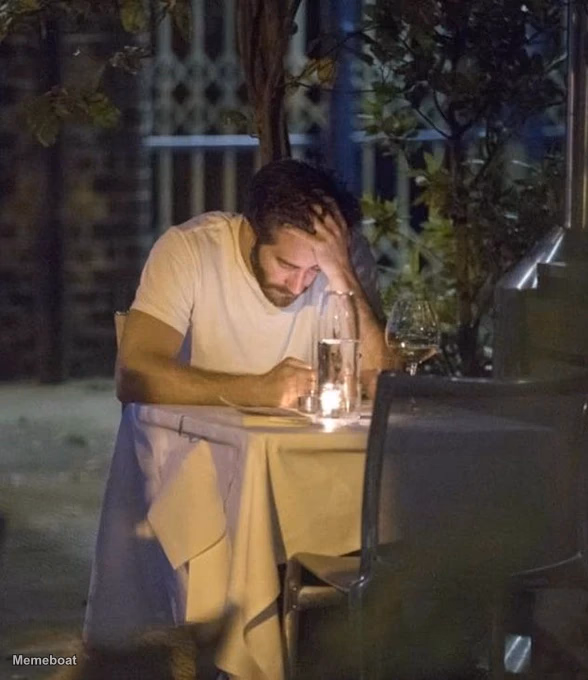 Jake Gyllenhaal Eating Alone - meme generator image preview