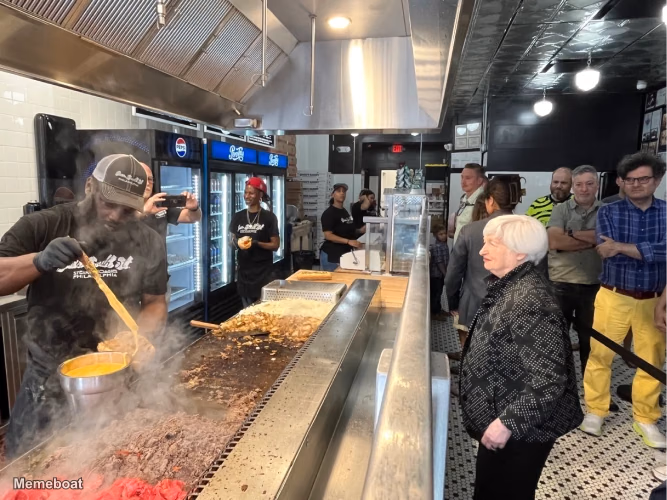 Janet Yellen Cheesesteak - meme generator image preview