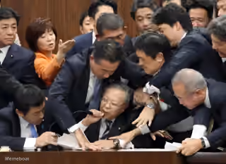 Japanese Parliament Scuffle - Would!