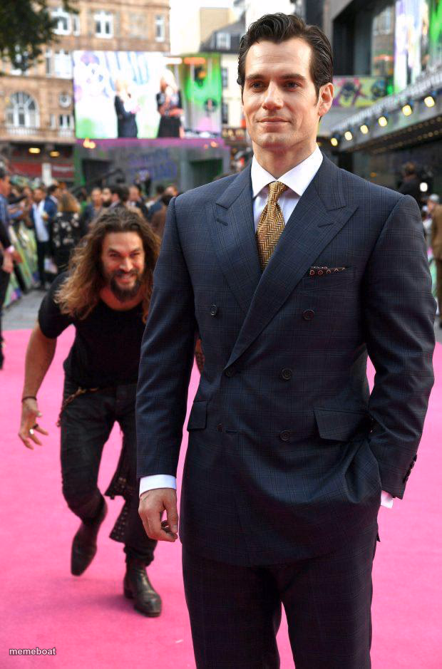 jason momoa sneaking up to henry cavill - meme generator image preview