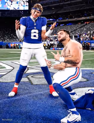 Jaxson Dart and Cam Skattebo Celebration Pose NFL