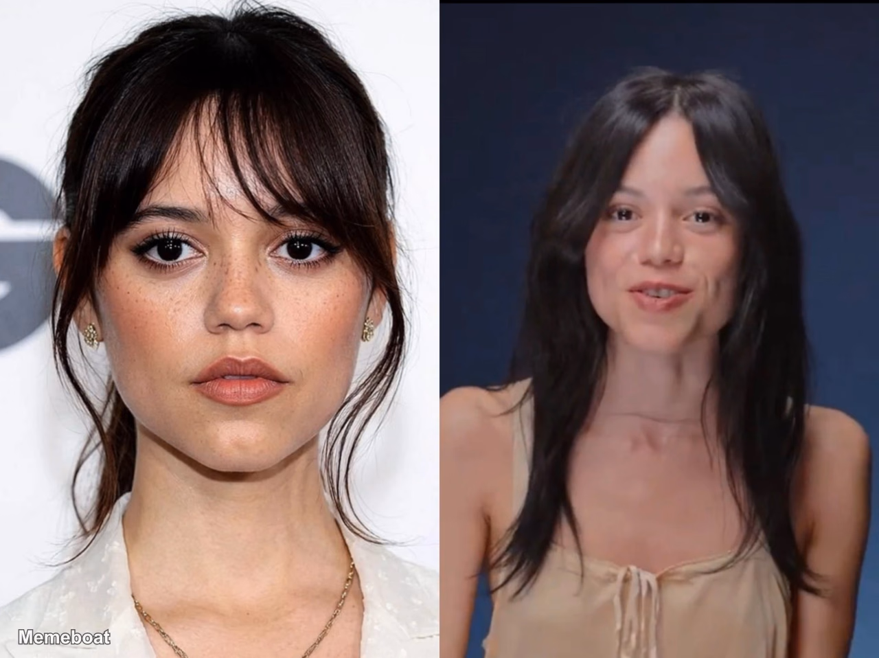 Jenna Ortega transformation / before vs after - meme generator image preview
