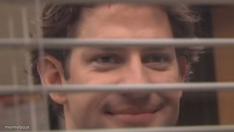 Jim smiles trough windows - meme generator image preview