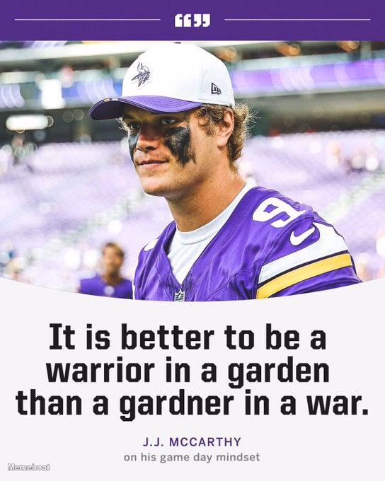 J.J. McCarthy Warrior Quote - meme generator image preview