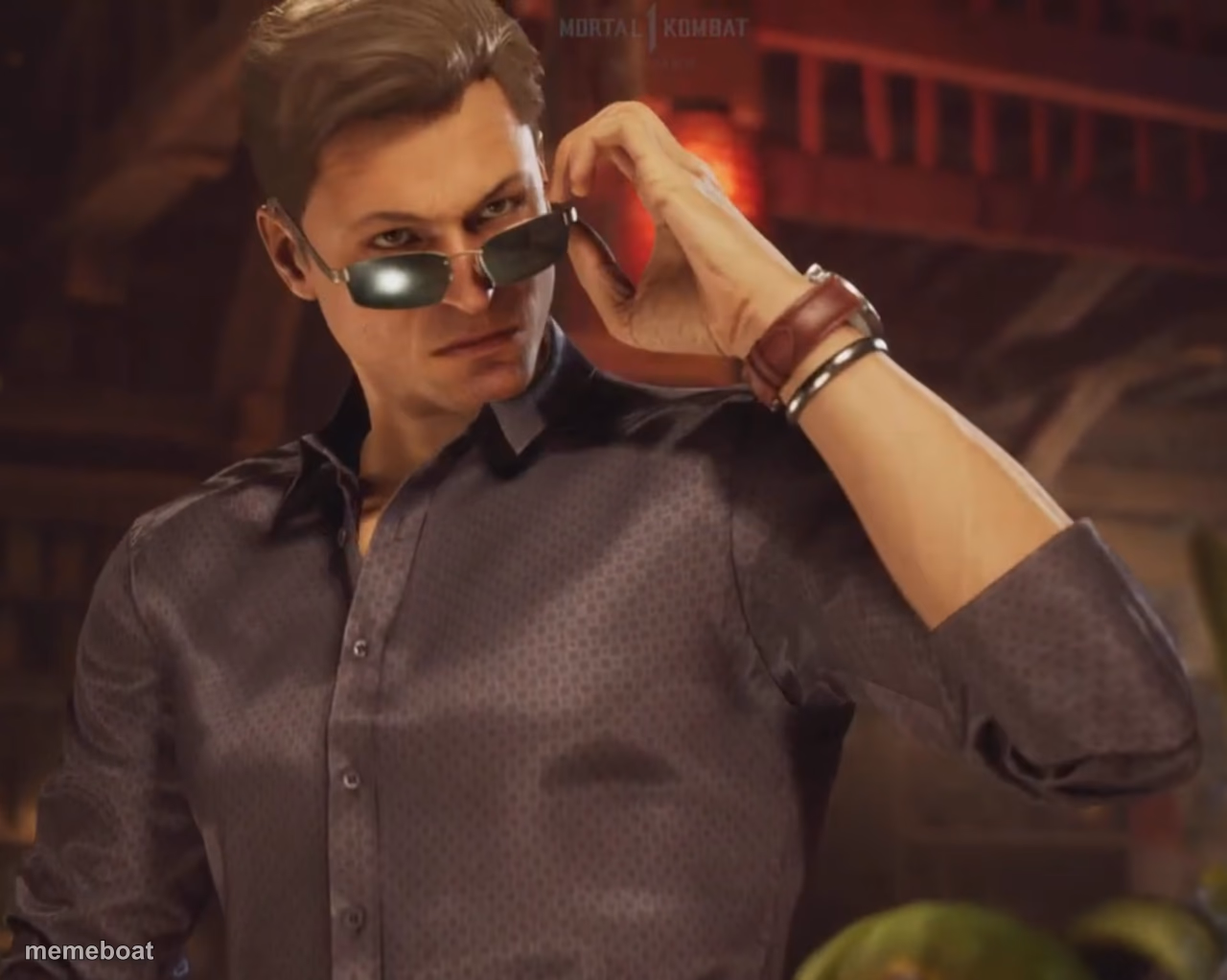 Johnny Cage takes off glasses - meme generator image preview
