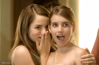 Jojo Whispering to Surprised Emma Roberts