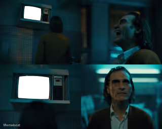 Joker Laughing and Crying at TV