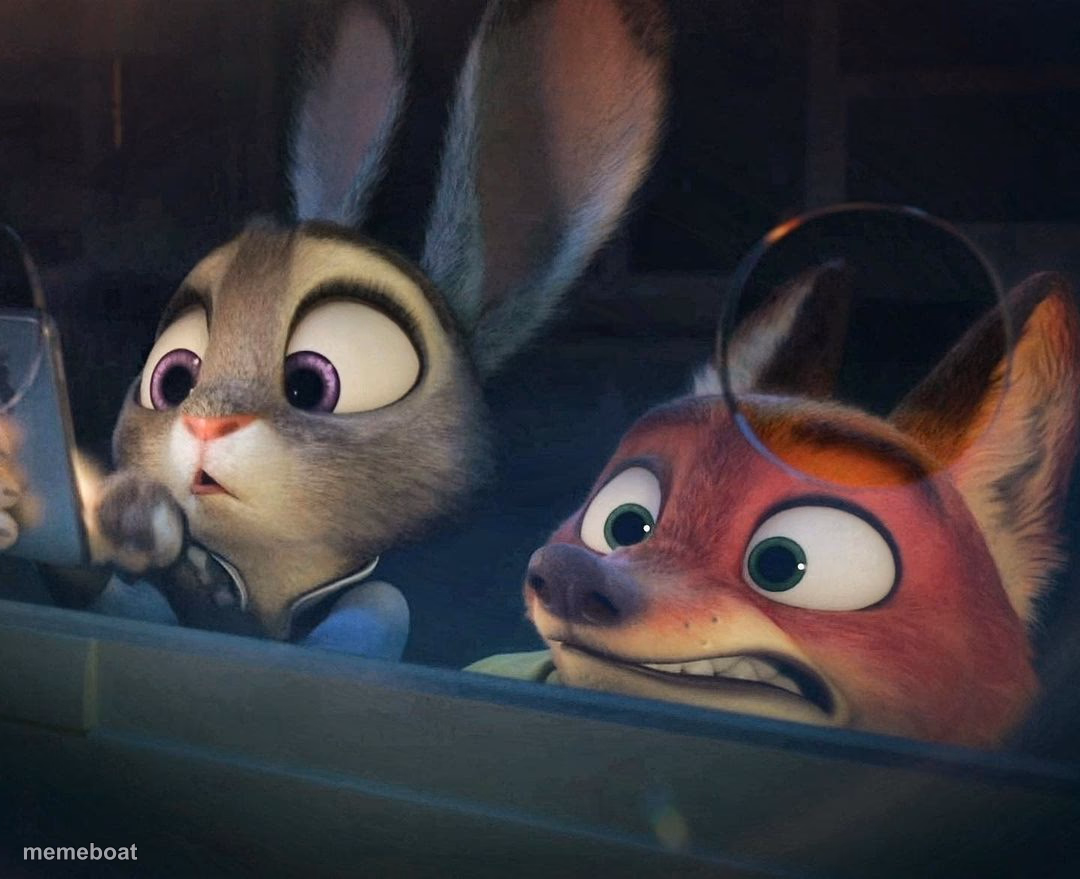 Judy Hopps and Nick Wilde shocked - meme generator image preview