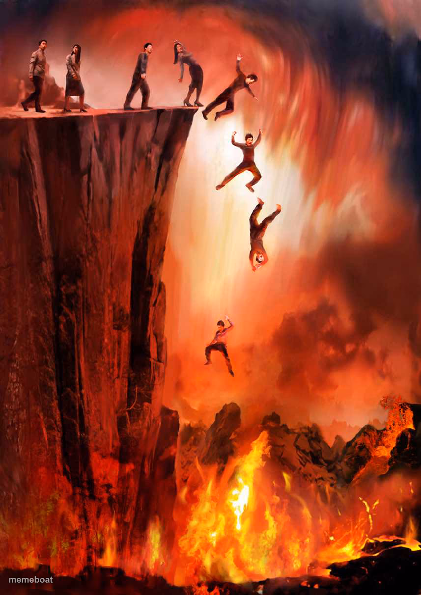 jumping into hell - meme generator image preview