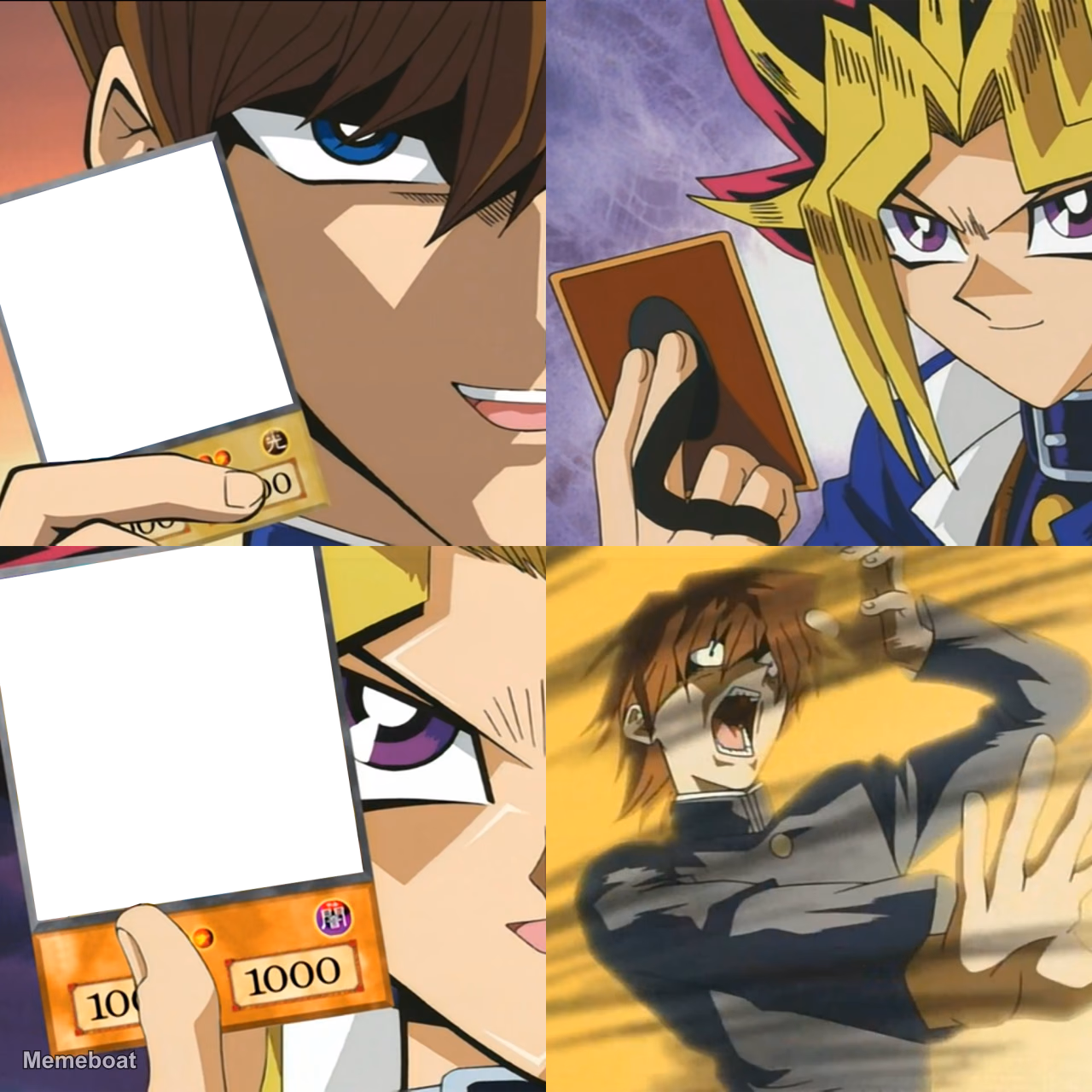 Kaiba's Defeat Yu-Gi-Oh Card Flip Empty Template - meme generator image preview