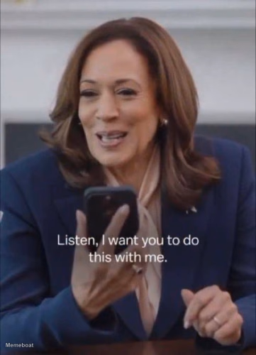 Kamala Talking on a Phone 01 - meme generator image preview