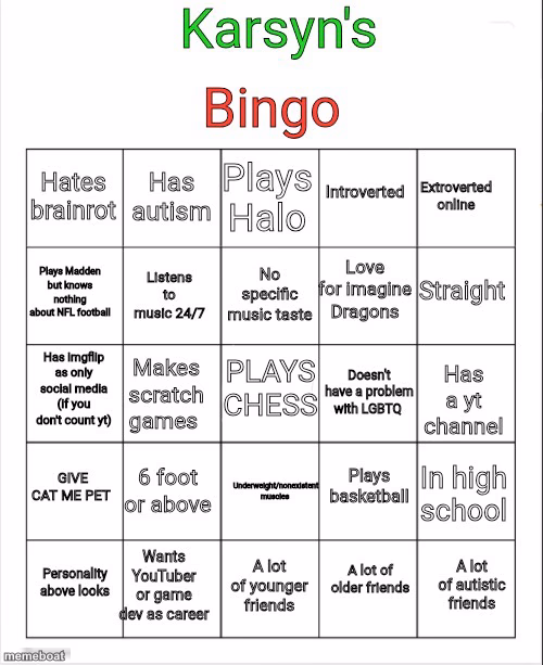 Karsyn's bingo - meme generator image preview