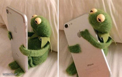 Kermit Hugging Phone - meme generator image preview