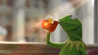 Kermit sipping tea